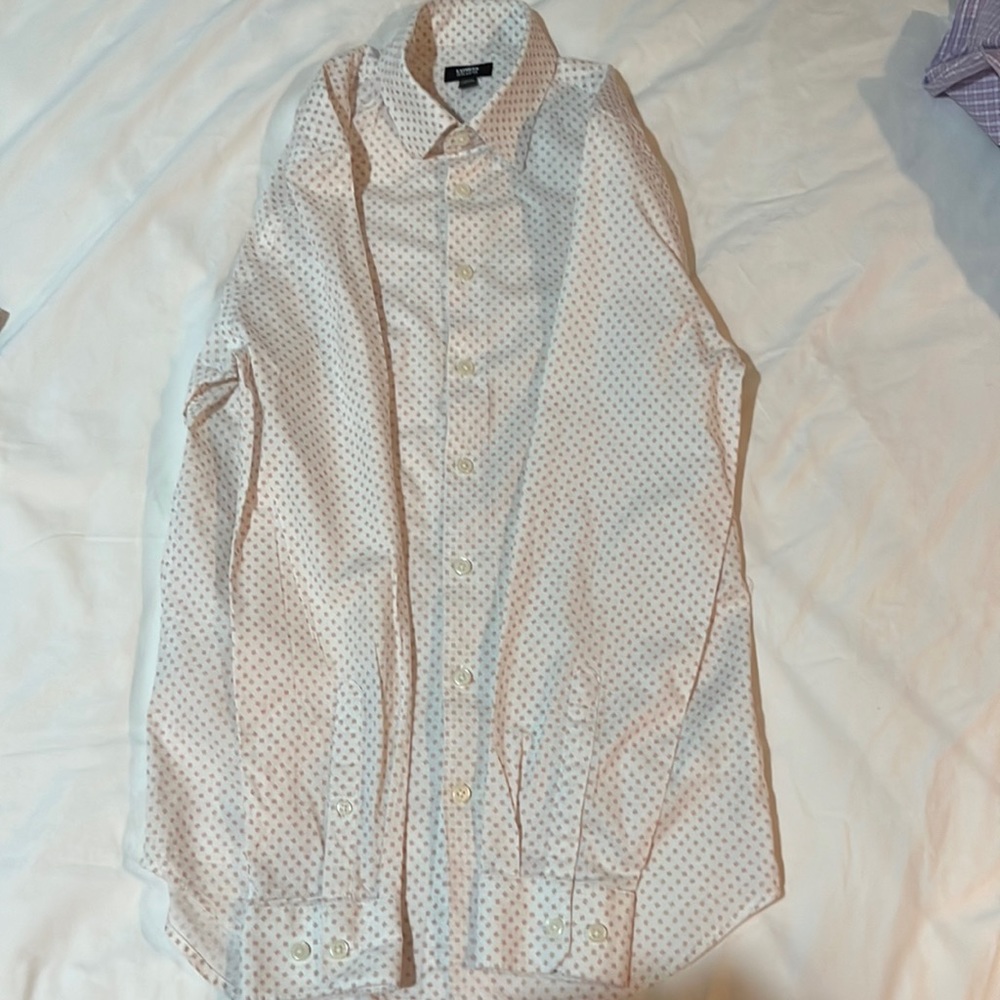 Express Button-Down Patterned Poplin Shirt (XS)